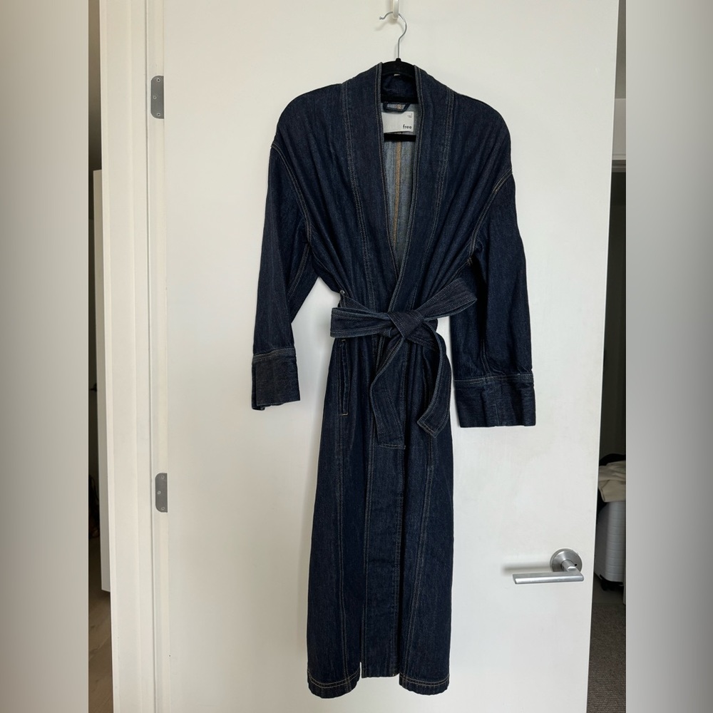 Aritzia Dark Indigo Denim Duster Coat